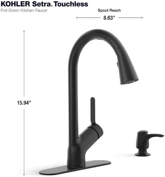 Kohler Setra Single-Handle Touchless Pull-Down Sprayer Kitchen Faucet (Matte Black)