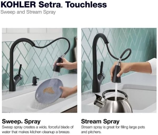 Kohler Setra Single-Handle Touchless Pull-Down Sprayer Kitchen Faucet (Matte Black)