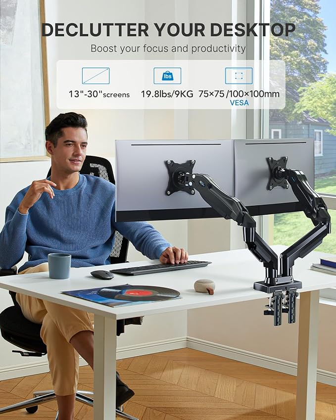 HUANUO HNDS6  DUAL MONITOR MOUNT FOR 13" TO 27" SCREENS